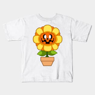 Sunflower Halloween Pumpkin Kids T-Shirt